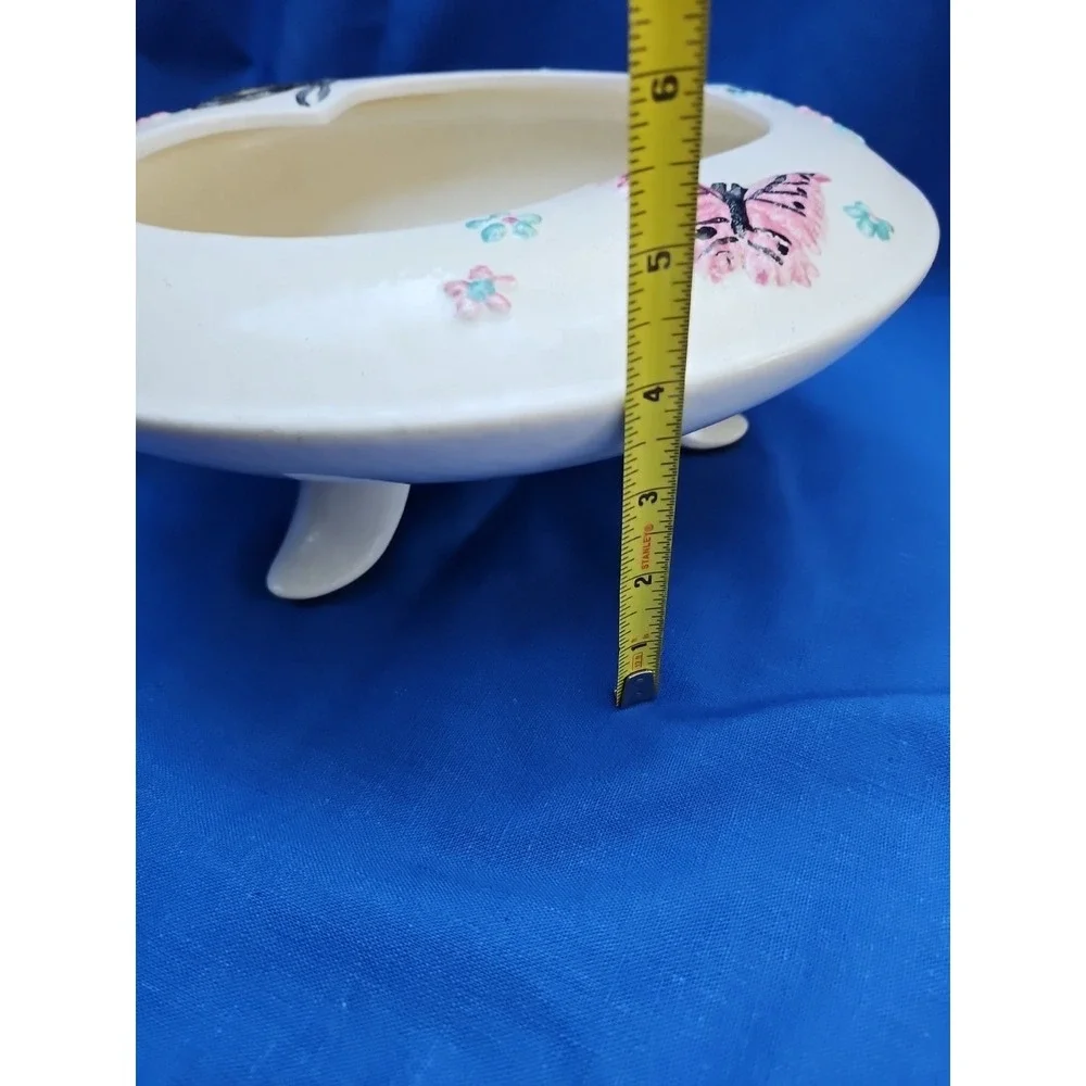 VTG Hull Pottery BUTTERFLY Console Bowl Candle Holder Set MCM Atomic Centerpiece